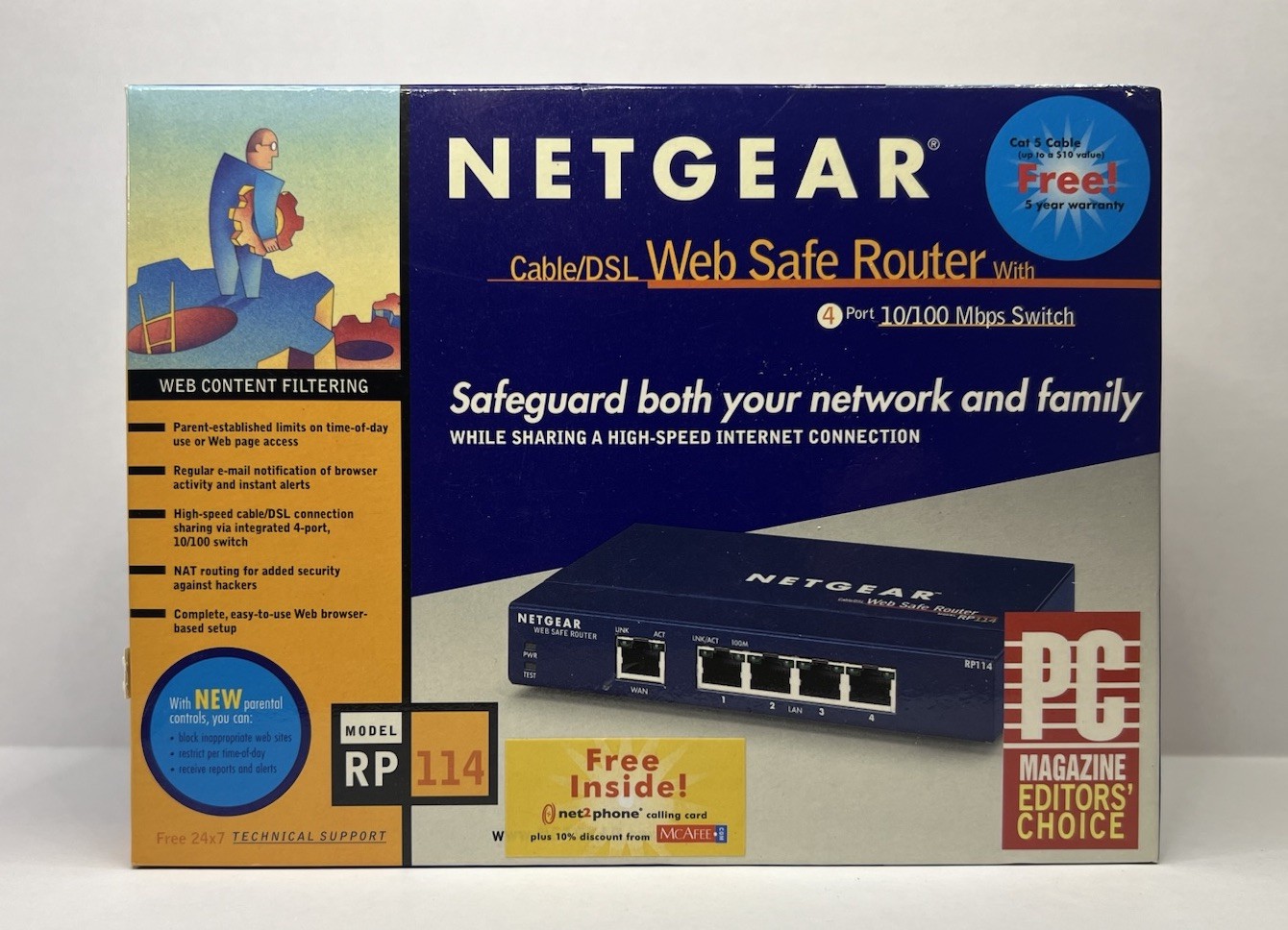 Netgear RP114 Web Safe Cable DSL Router 4-Port 10/100 Switch New Factory Sealed