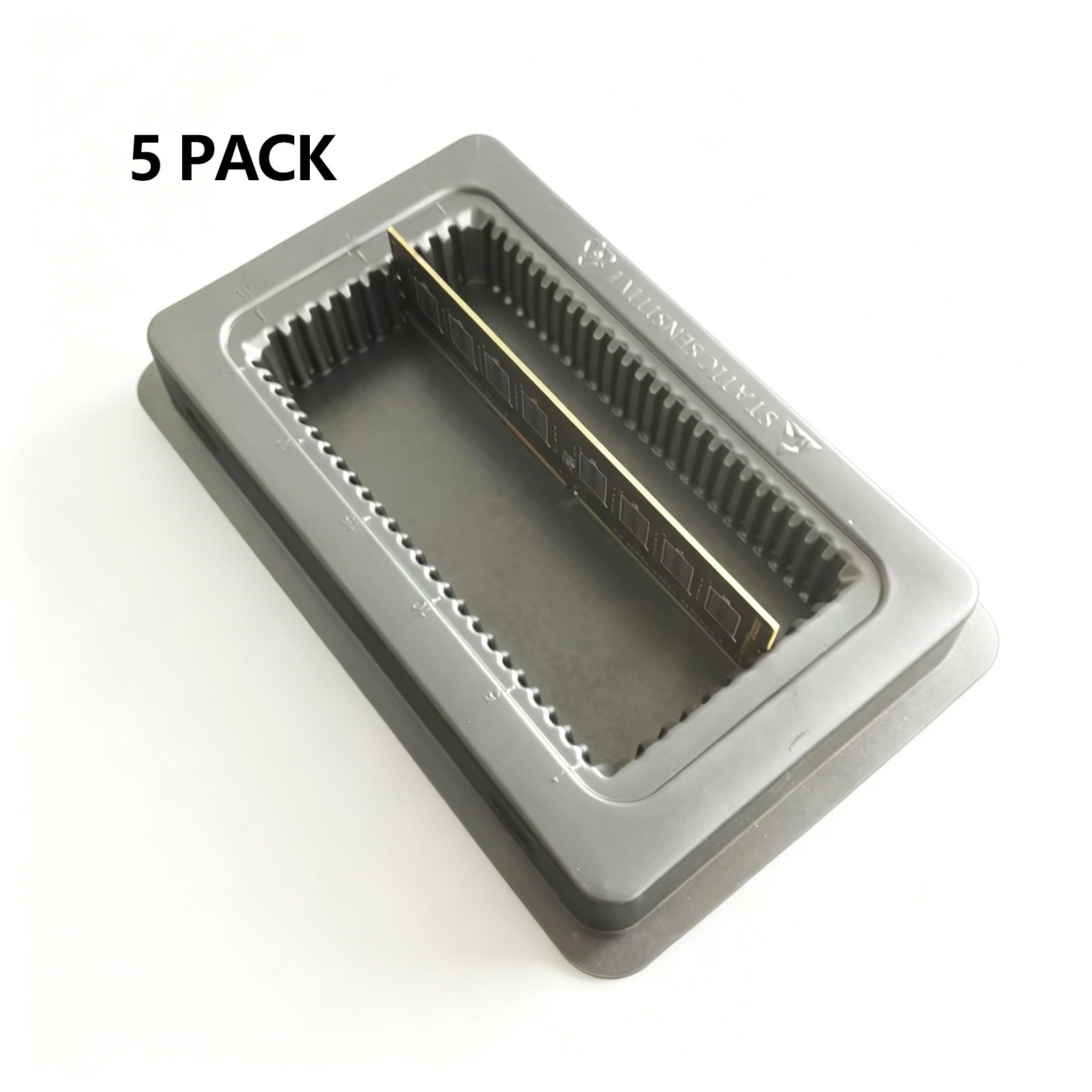 Quantity 5 10 Slot Long Dimm Memory Trays DDR3 DDR4 DDR5 Black Anti-Static +Lid