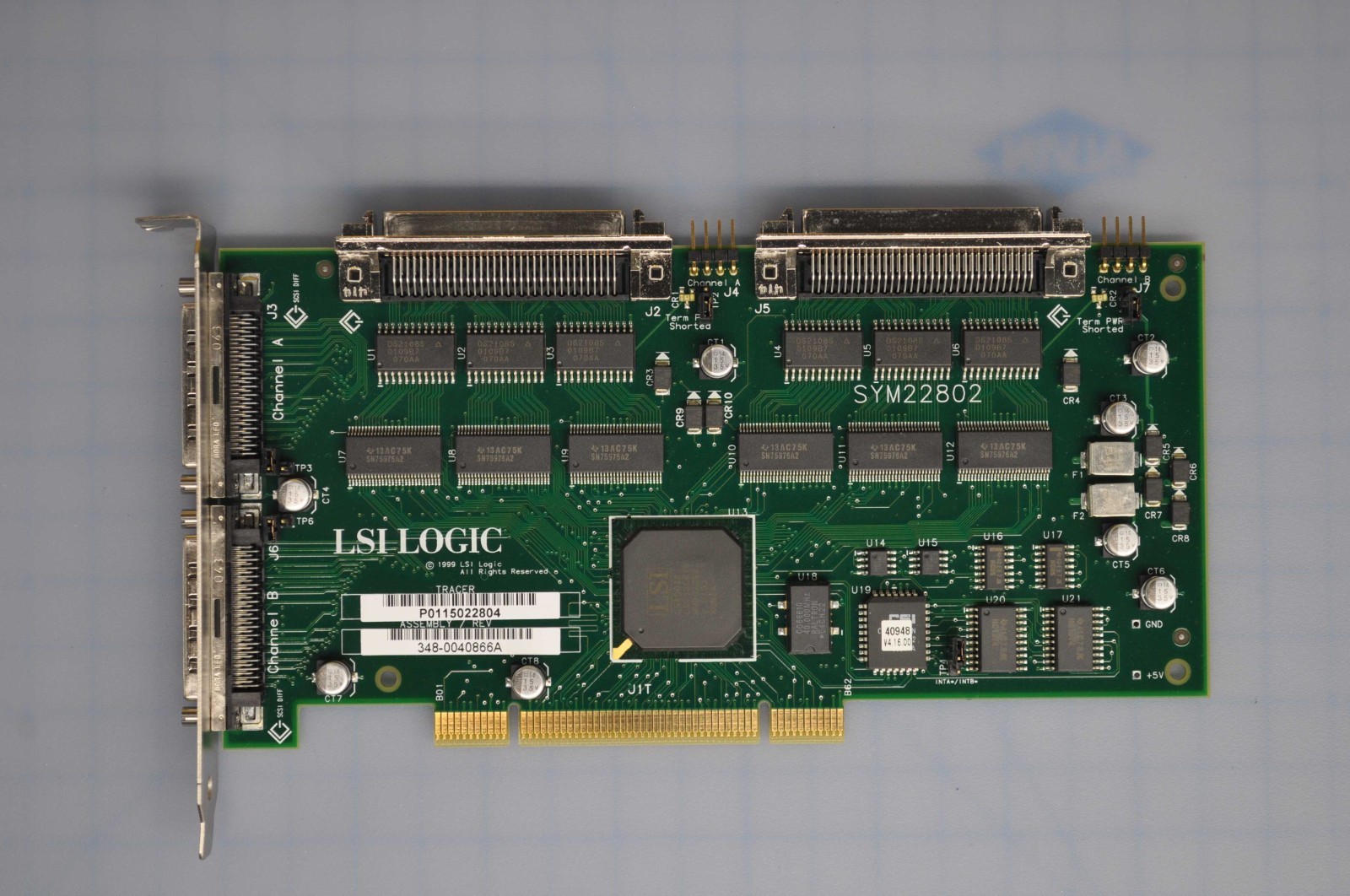 IBM LSI LOGIC 2-PORT PCI SCSI-3 ADAPTER USED 348-0040866A