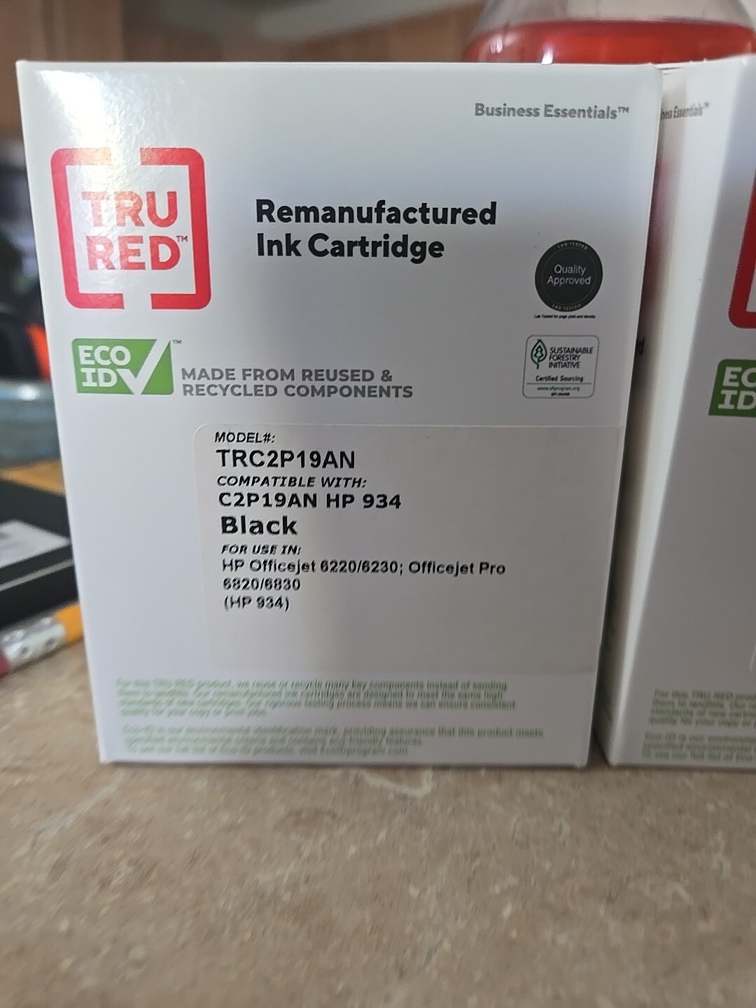 New TRU RED Black Standard Yield Ink Cartridge for HP 934 + FREEBIES