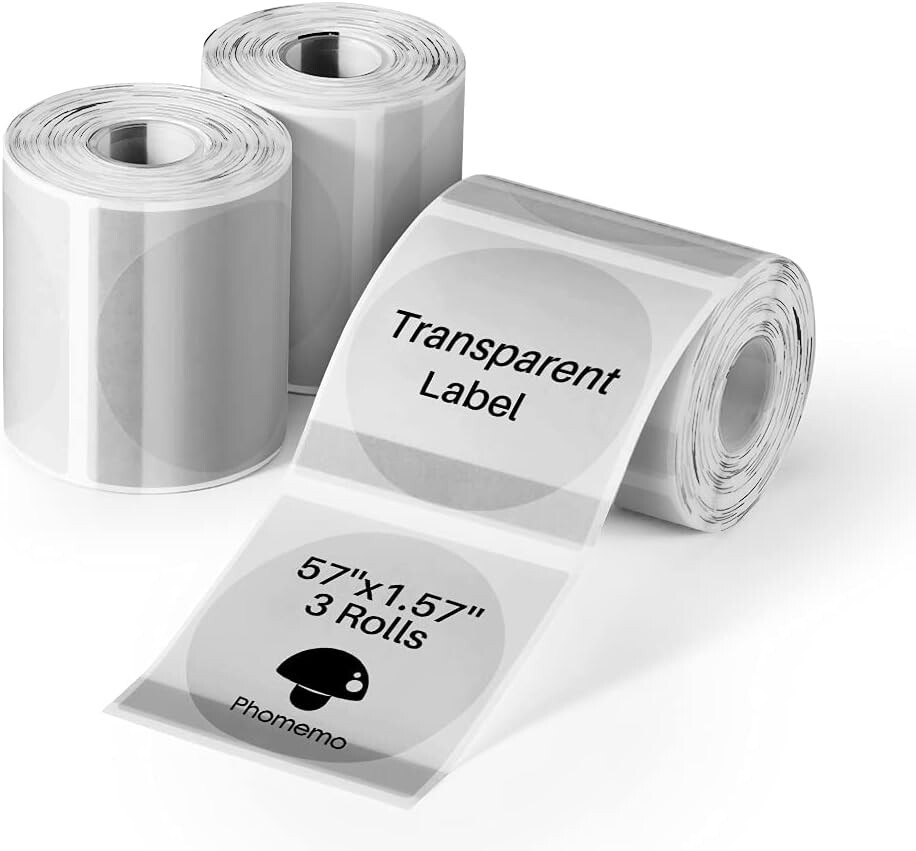 3Rolls Round Transparent Thermal Printer Label 40*40mm  for Phomemo M200/M220