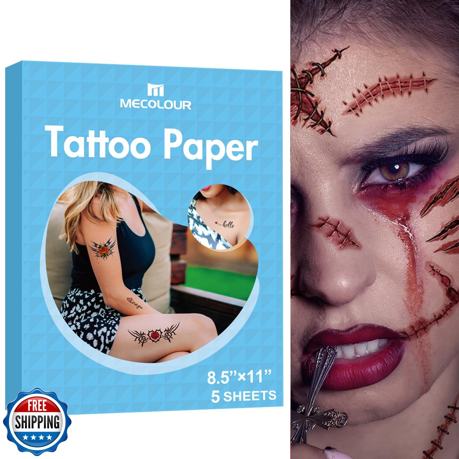 MECOLOUR Printable Temporary Tattoo Paper for LASER Printer,8.5"X11" 5 Sheets