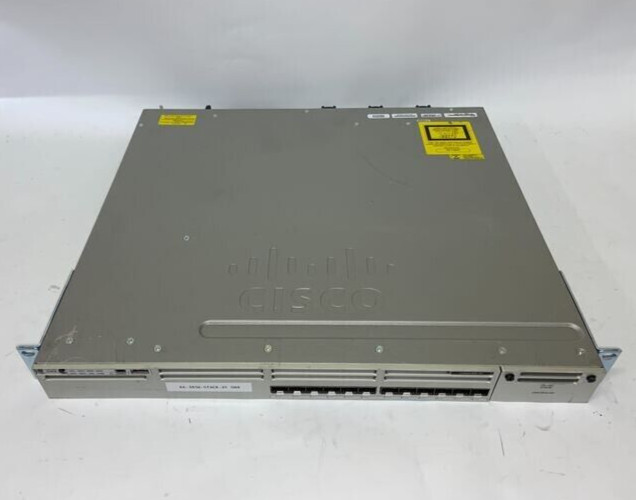 Cisco Catalyst 3850 12-Port SFP Network Switch WS-C3850-12S-S. Ears, 1x PSU