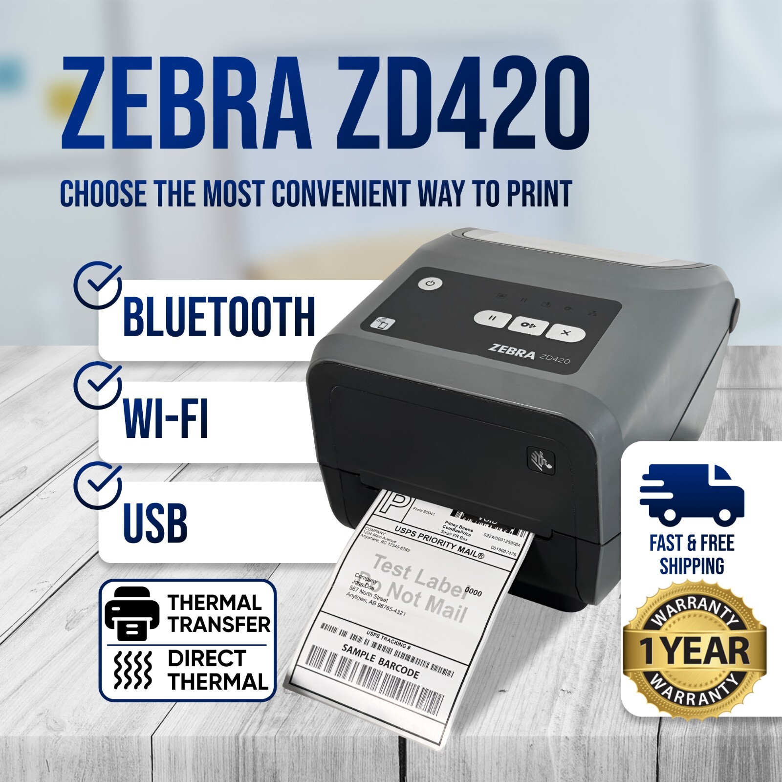 Zebra ZD420 (Earlier Model Than ZD421) DT TT Printer BT WiFi 🔥Extended Warranty