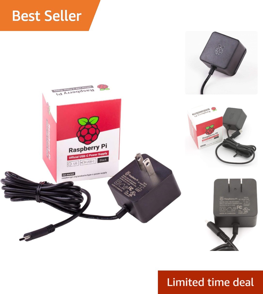 Compact 15W USB-C Power Supply with 3A Output Current - Ideal for Devices
