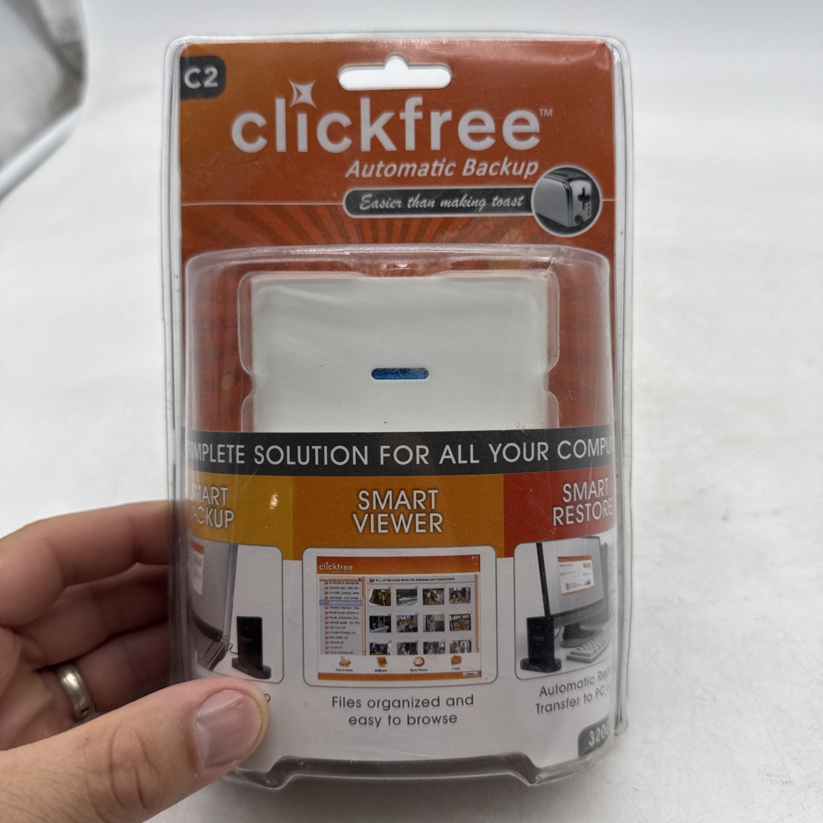 Clickfree C2 320GB External USB Hard Drive Automatic Backup SEALED New In Box