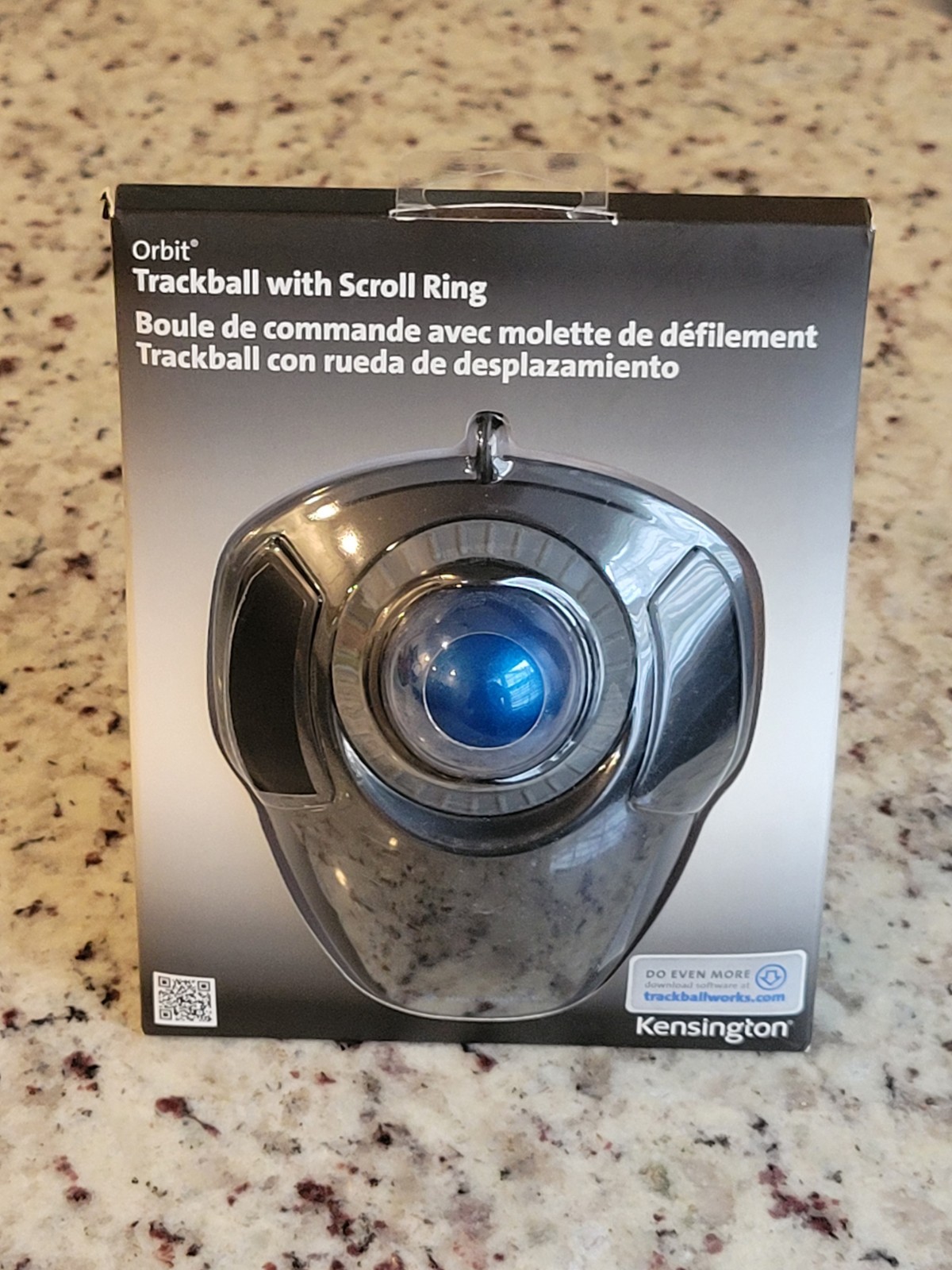 Kensington Orbit Wired Trackball Mouse with Scroll Ring Black/Blue New Open Box
