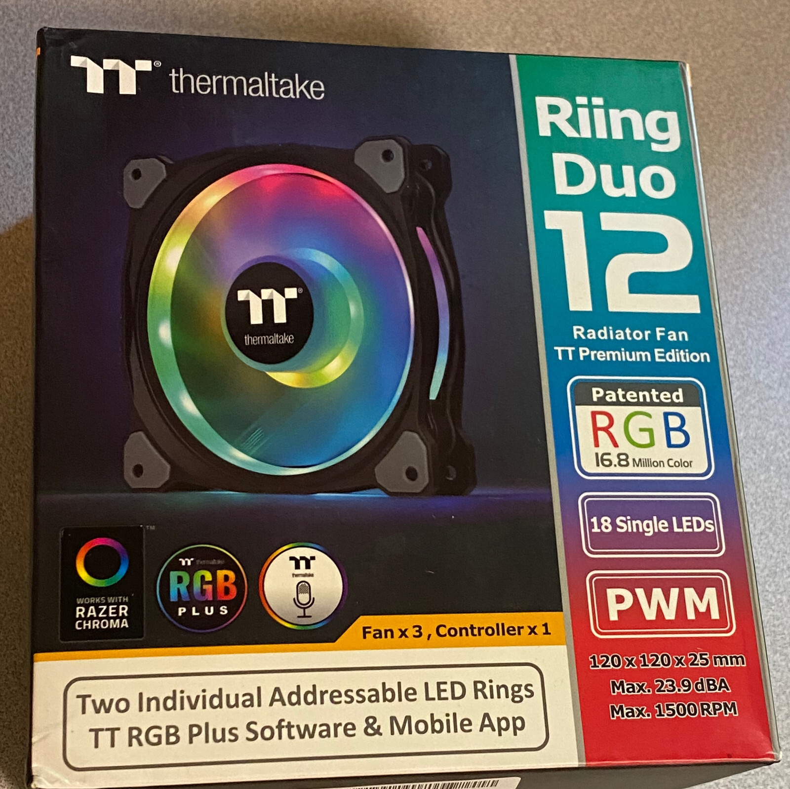 Thermaltake Riing Duo 12 RGB Radiator Fan New CL-F073-PL12SW-A 841163004487