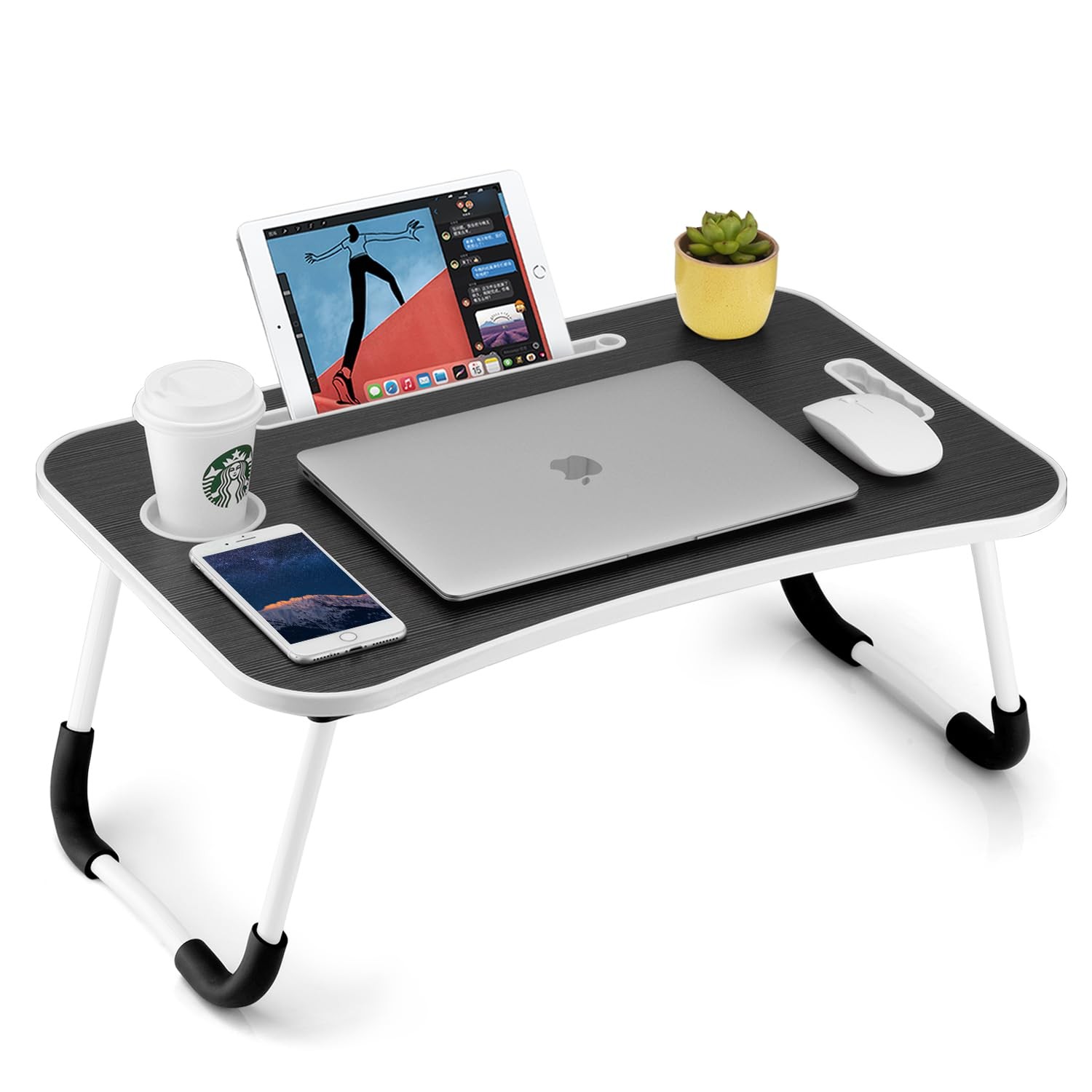 Foldable Laptop Table, Portable Lap Desk Bed Table Tray, Laptop Stand with Cu...