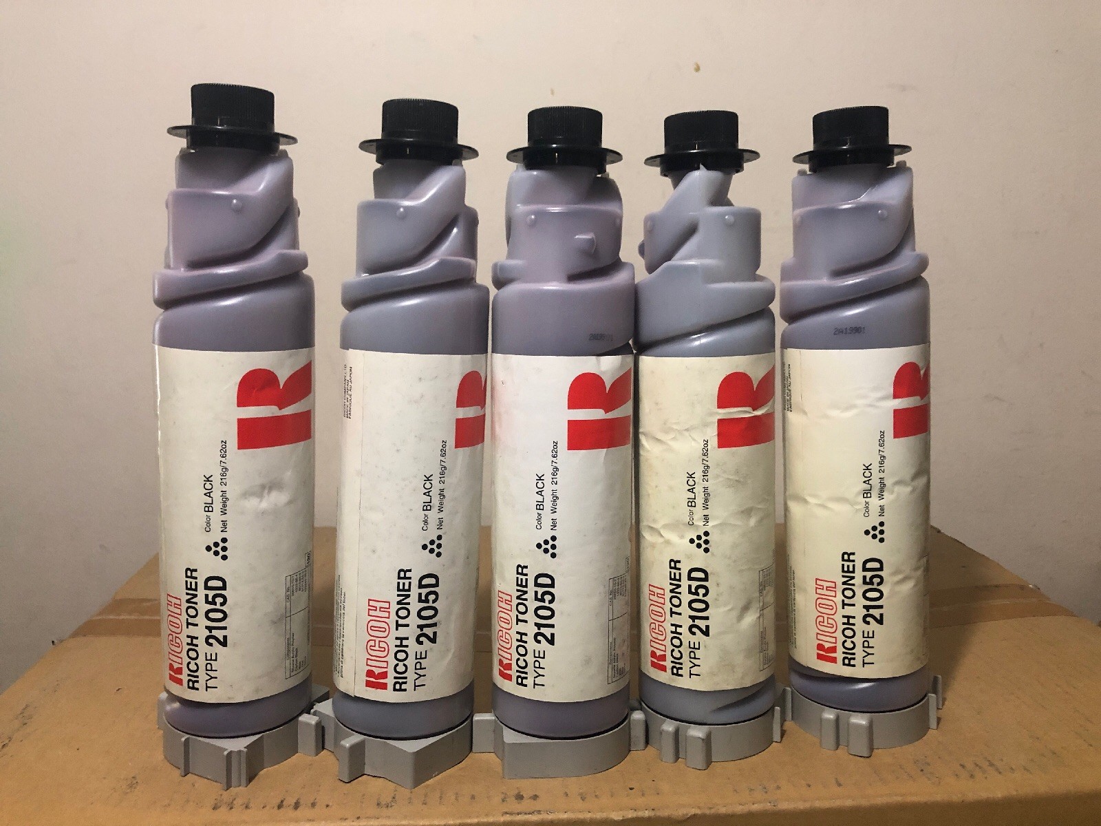LOT OF 5-BOTTLES Ricoh Toner Type 2105D Black 889613