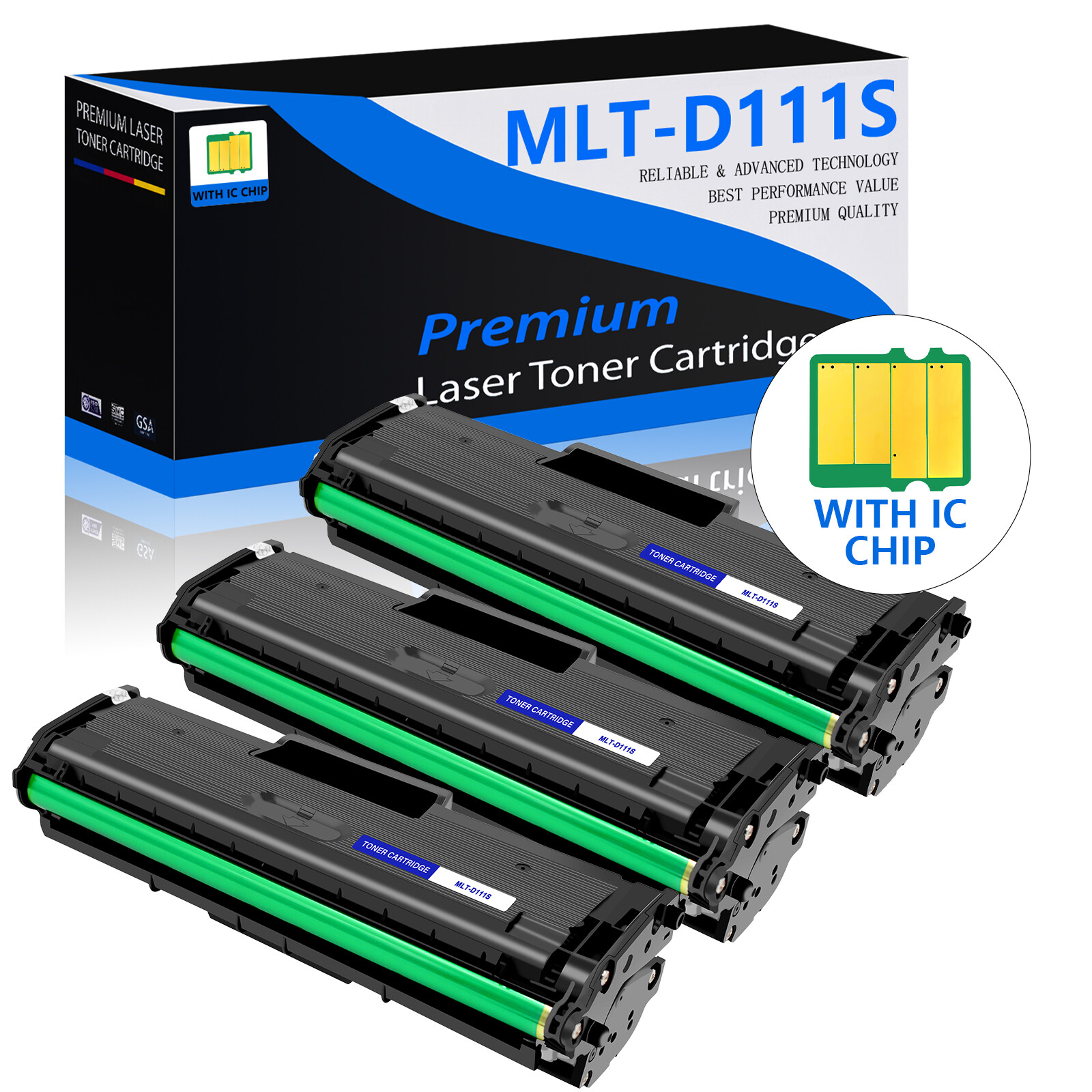 3 PACK Toner Cartridge MLTD111S MLT-D111S For Samsung 111S Xpress M2070FW M2020W