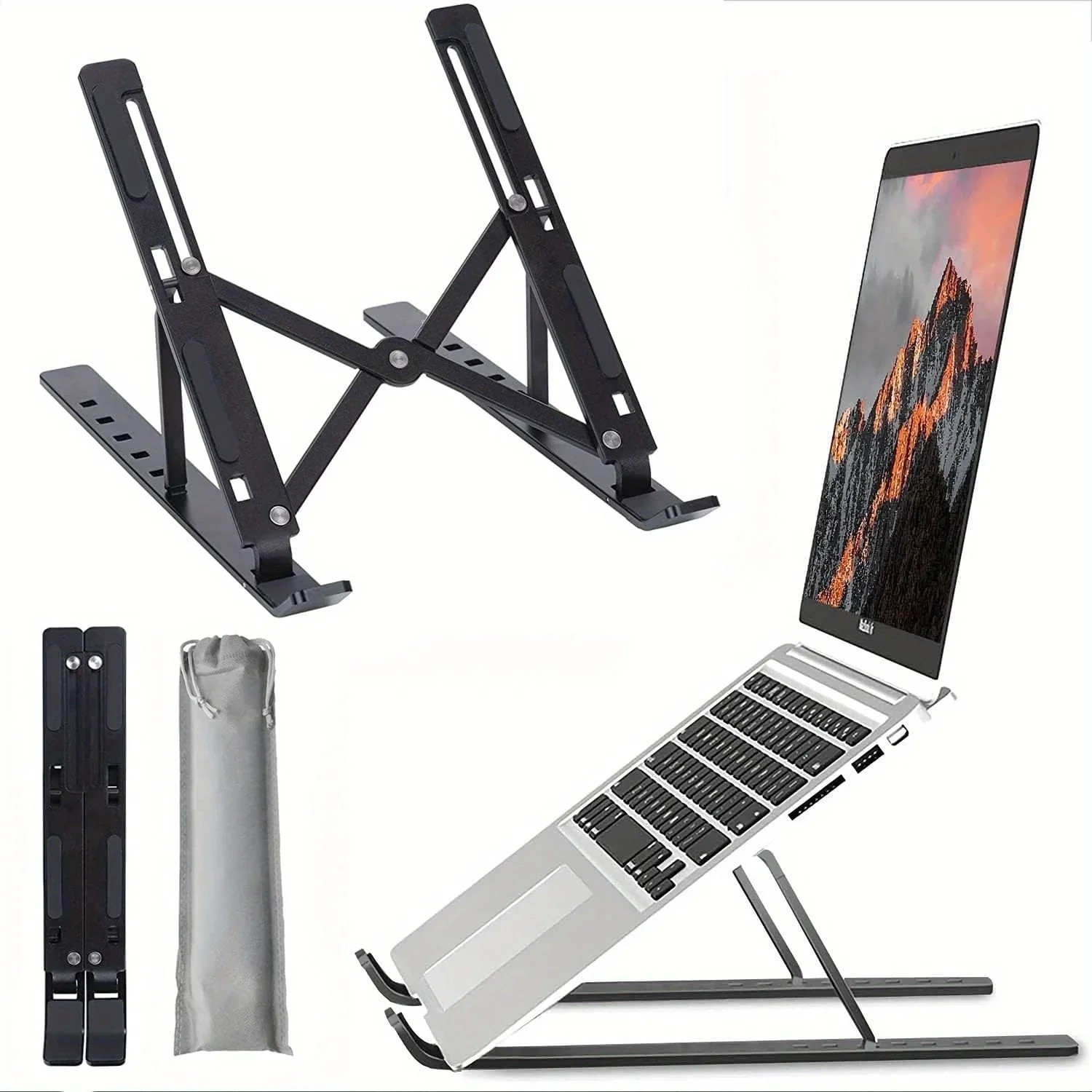 Adjustable Aluminum Laptop Stand 6-Level Foldable for 8–16” Laptops