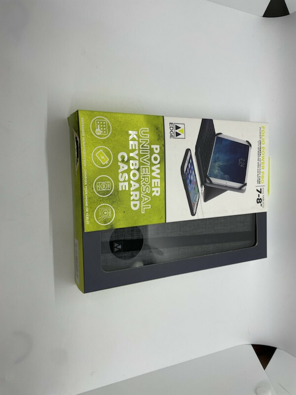M-Edge Folio Power Pro Keyboard for 7-8" Tablets - Heather Grey with Black Strap