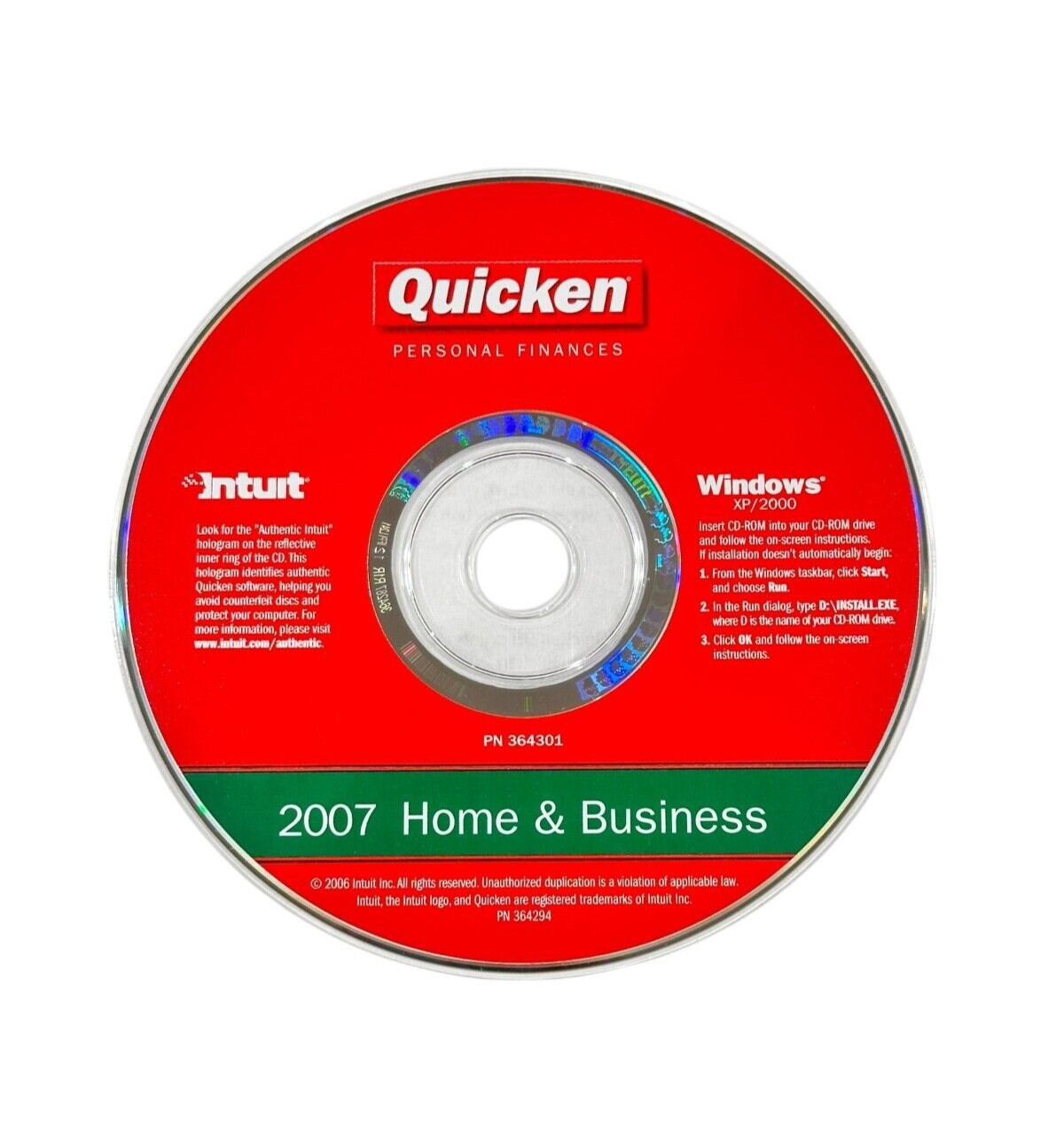 Quicken Home & Business 2007 for Windows XP/2000 NOT for Win 10 or 11