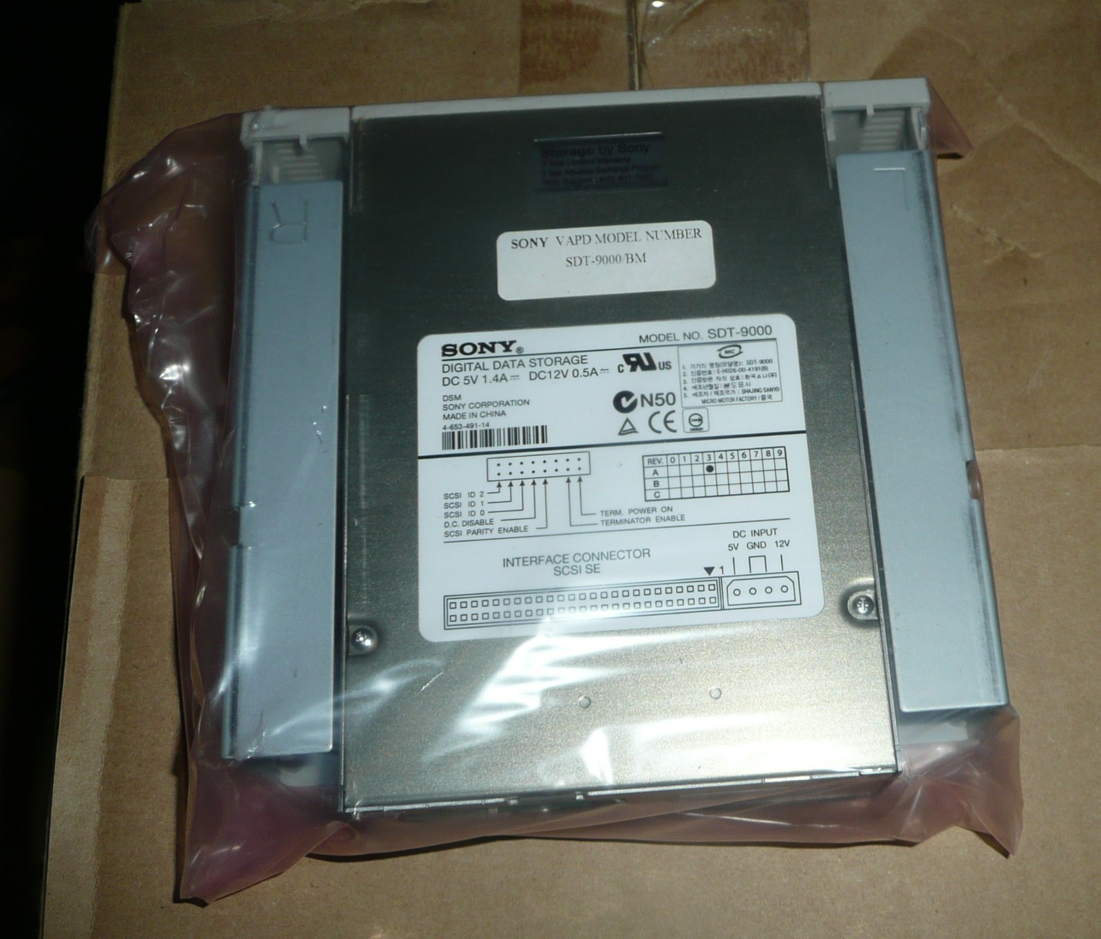 Sony Digital Data Storage SDT-9000 SCSI DDS Tape Drive 50-pin DDS-3