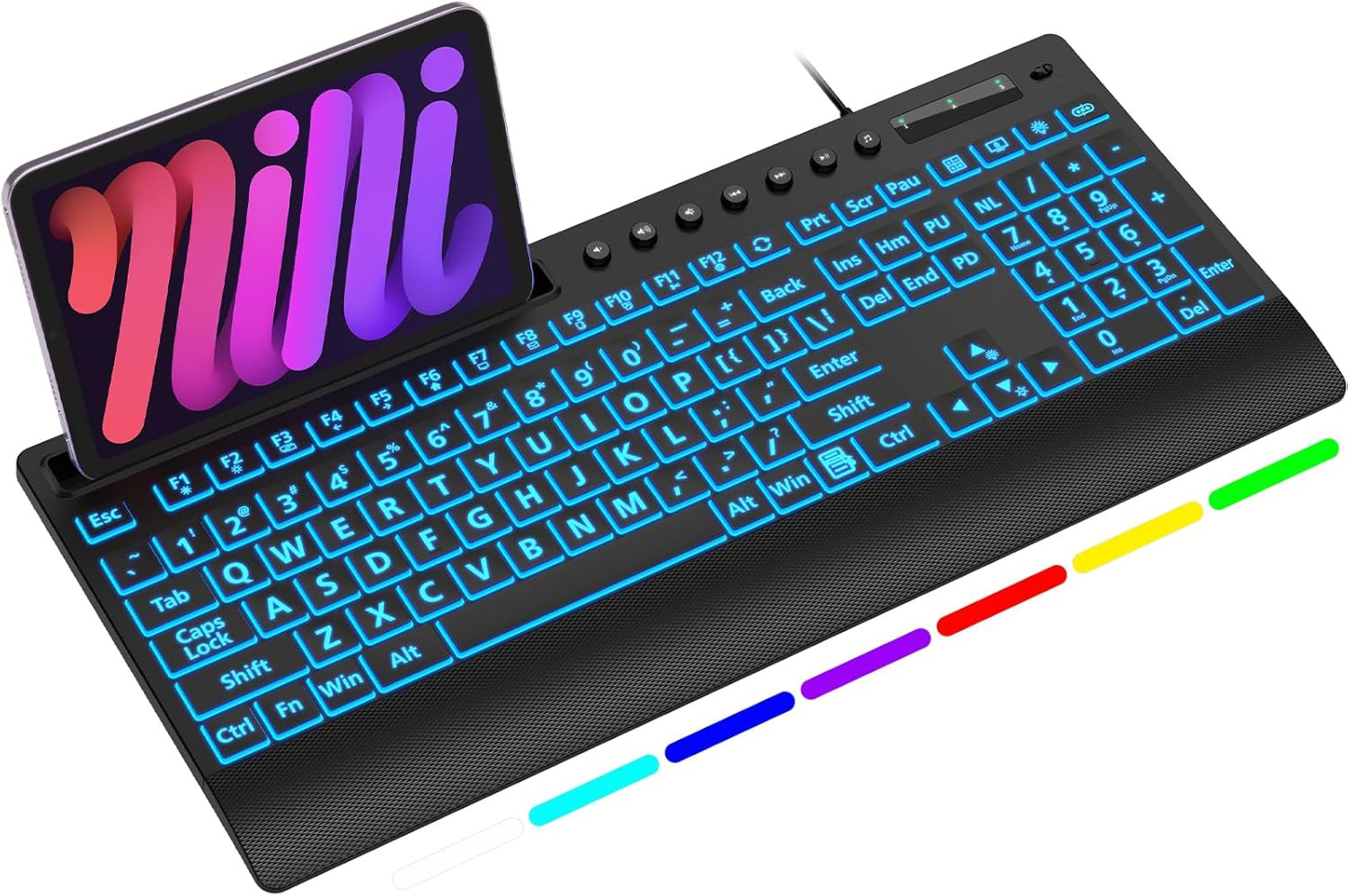Wired Large Print Backlit Keyboard with Wrist Rest, K31PRO