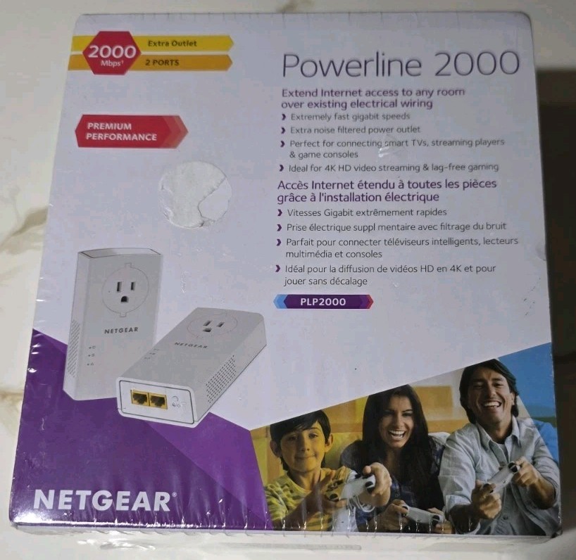 NETGEAR PLP2000  Powerline Adapter 2000Mbps - Pack of 2 NEW SEALED