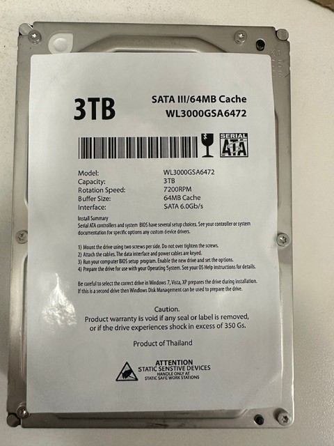 WL 3TB 7200RPM 64MB Cache SATA III 6.0Gb/s 3.5" Internal Desktop Hard Drive
