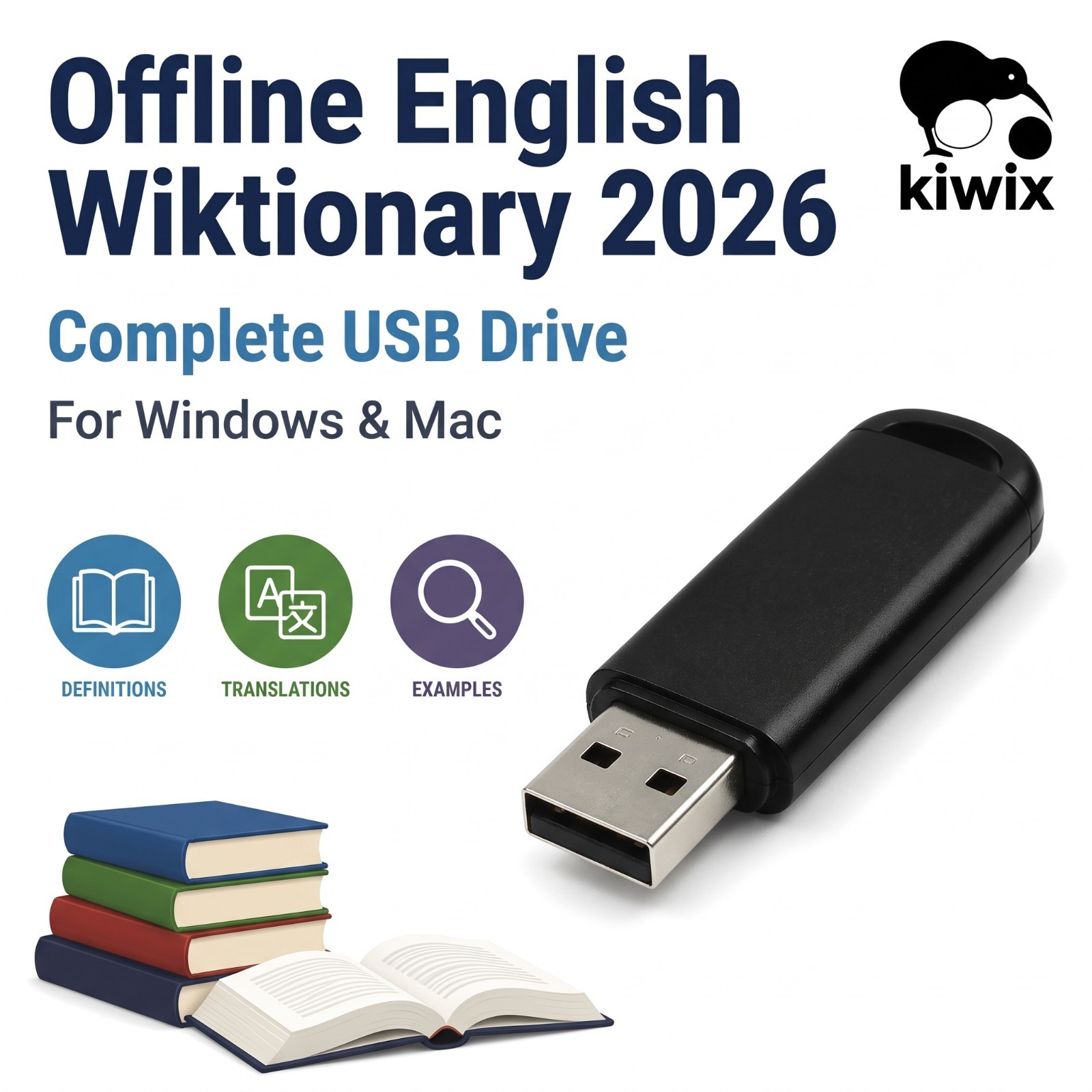 Offline English Wiktionary 2026 Library USB 16GB 📖 For Windows & Mac Kiwix