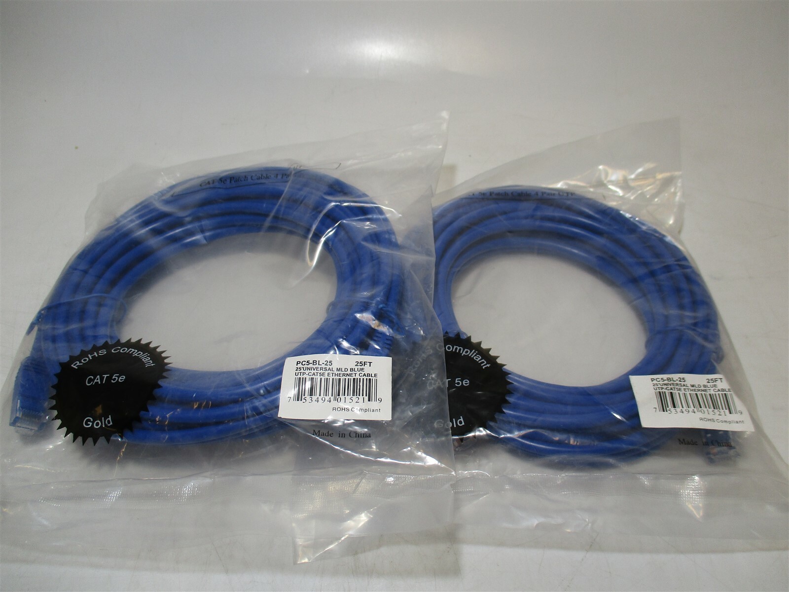 Inland (PC5-BL-25) Blue25ft. CAT5e UTP Ethernet Network Patch Cord - Lot of 2