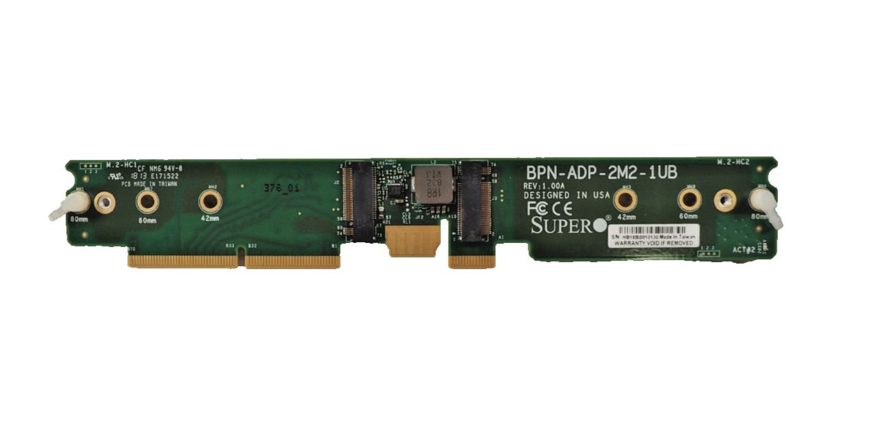 Supermicro BPN-ADP-2M2-1UB Dual M.2 SATA/NVMe SSD Solid State Drive Module Card