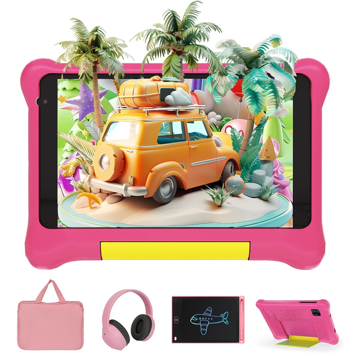 7" Kids Learning Tablet Bundle - Headphones, Stylus Bag,5GB RAM 32GB ROM-Pink