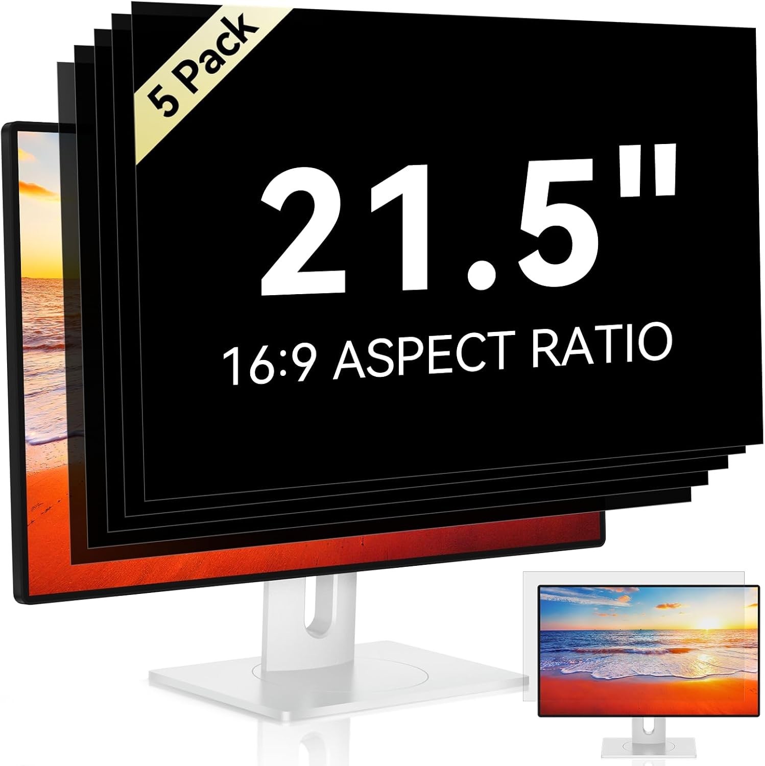 5-Pack 21.5 Inch Monitor Privacy Screen 16:9 Anti-Glare Blue Light UV Filter