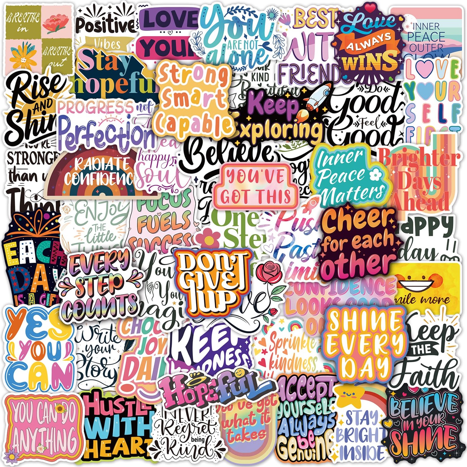 200PCS Motivational Quote Stickers for Adults Teens Students Women Colorful