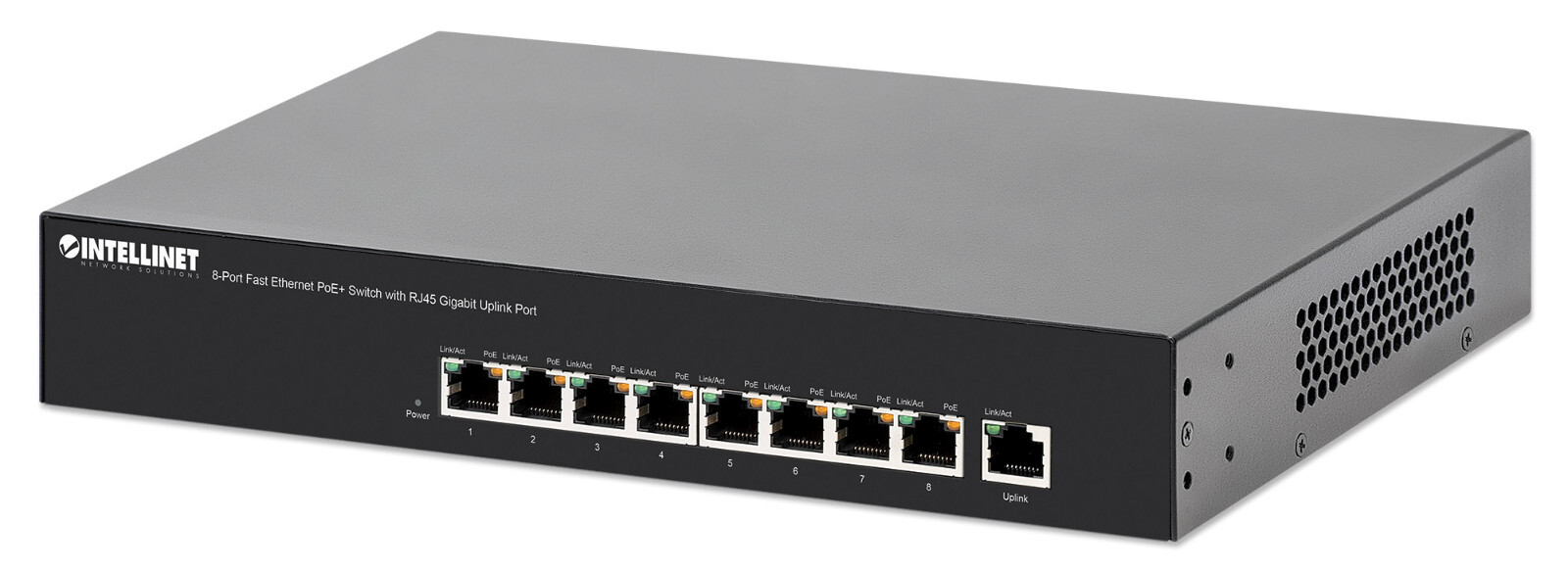 Full 8Port PoE Ethernet Office Network RJ45 Switch, Intellinet 560764 - HB-PO208