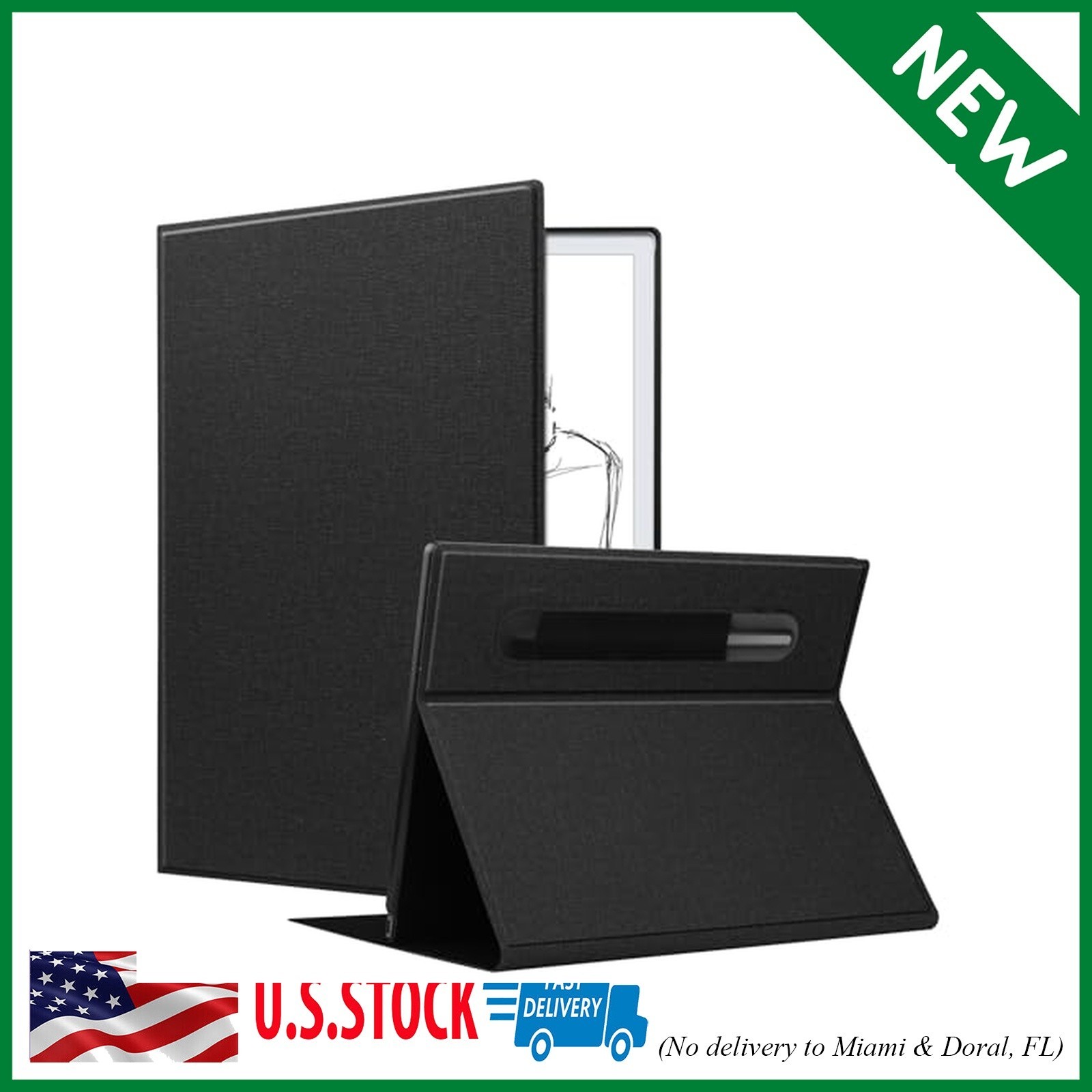 Slim Lightweight Book Folios Leather Case Cover for Remarkable 2 (Black)