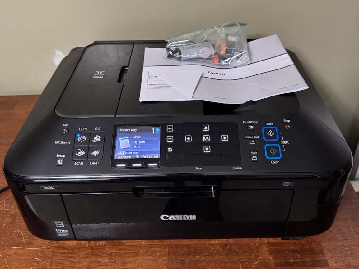 Canon PIXMA MX882 Wireless Office All-in-One Color Printer Ready To Print-READ