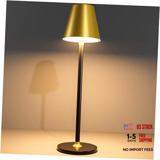 Timjorman 1-Pack Cordless Table Lamps - 5000mAh Rechargeable Battery Gold&Black
