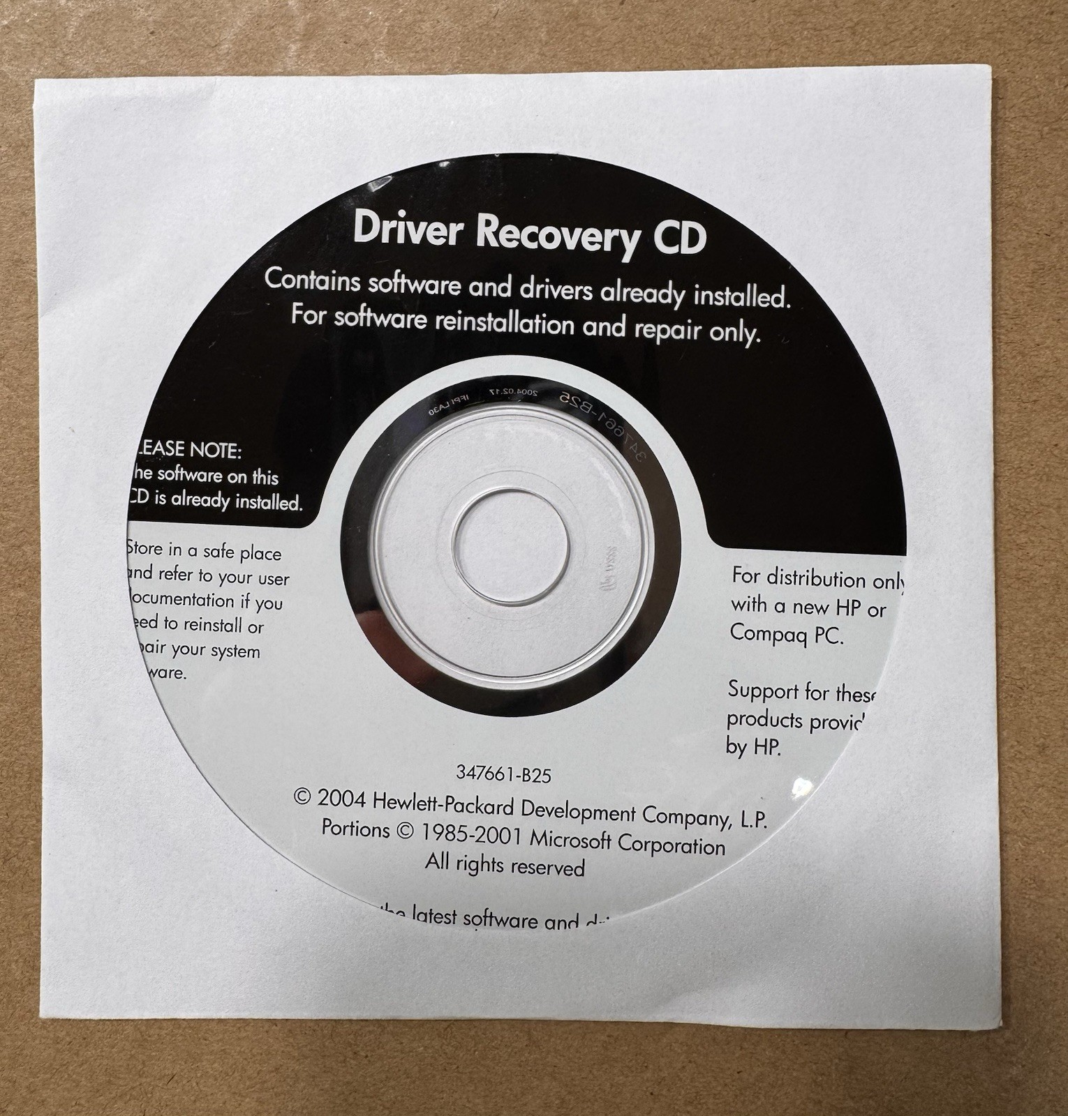 Windows XP Driver recovery CD HP and Compaq 2003 NEW SEALED