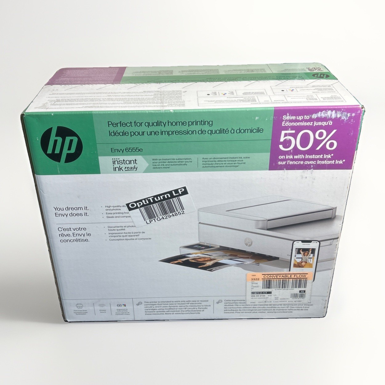 New HP Envy All In One Laser Color Printer White 6555e