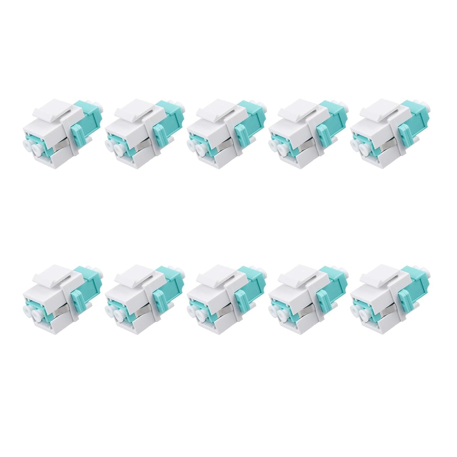10 Pcs Fiber Optic Keystone Jack Coupler LC/OM3 Duplex Multimode Coupler (MM) F