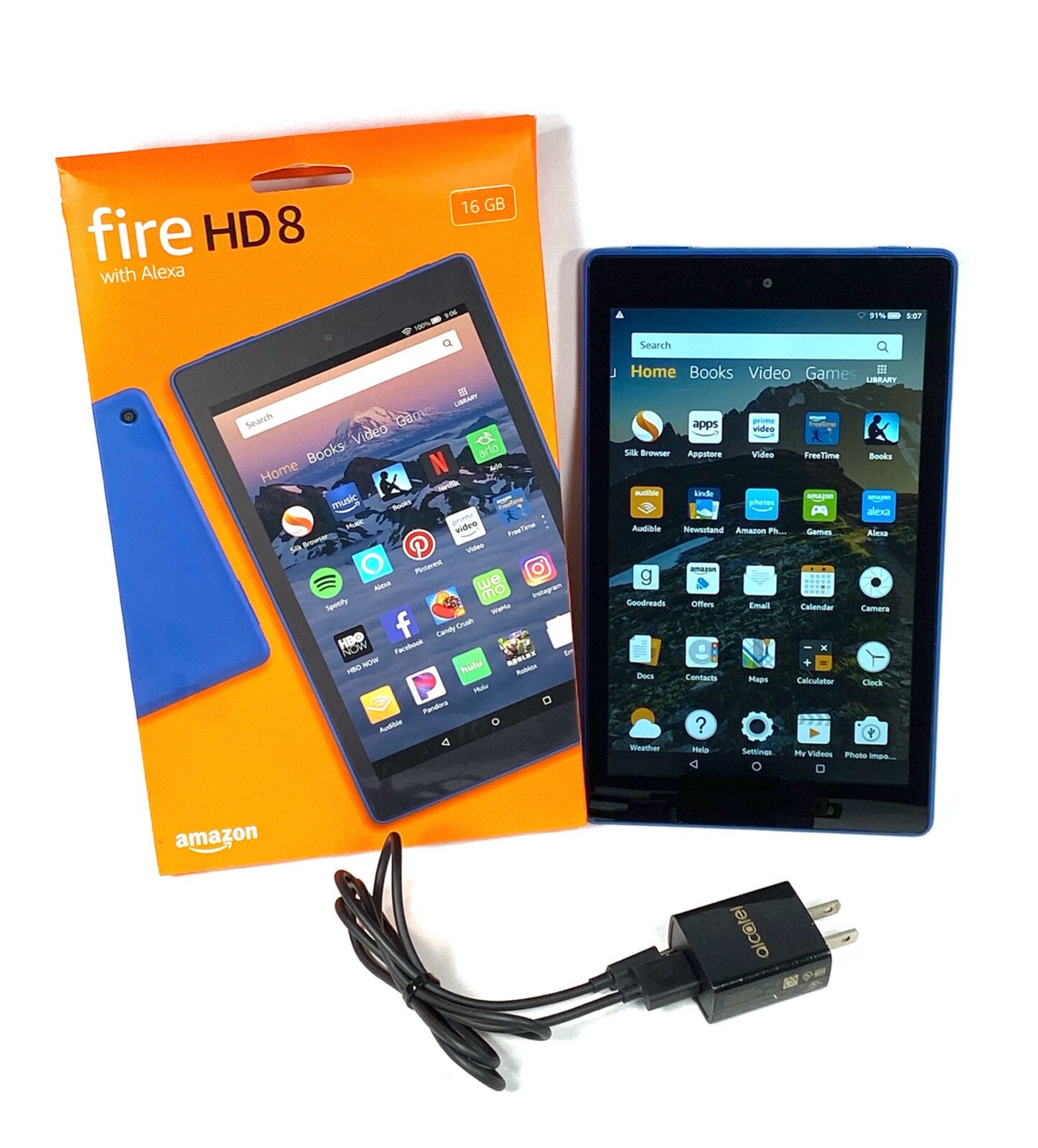 Amazon Fire HD8 w/ ALEXA (8th Generation) 16GB w/Charger Marine Blue - L5S83A