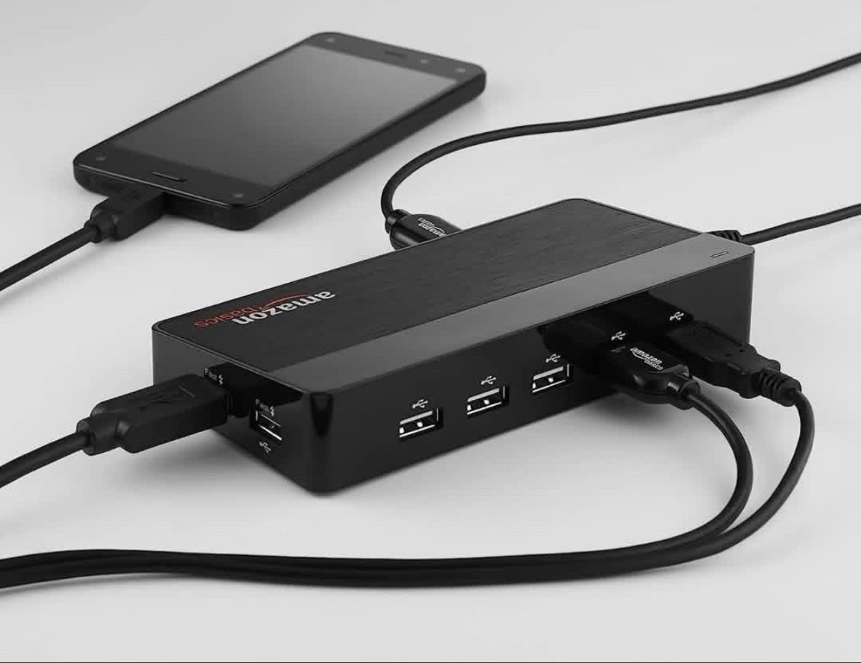 Amazon Basics 10 Port USB 2.0 Hub, 5-Pack