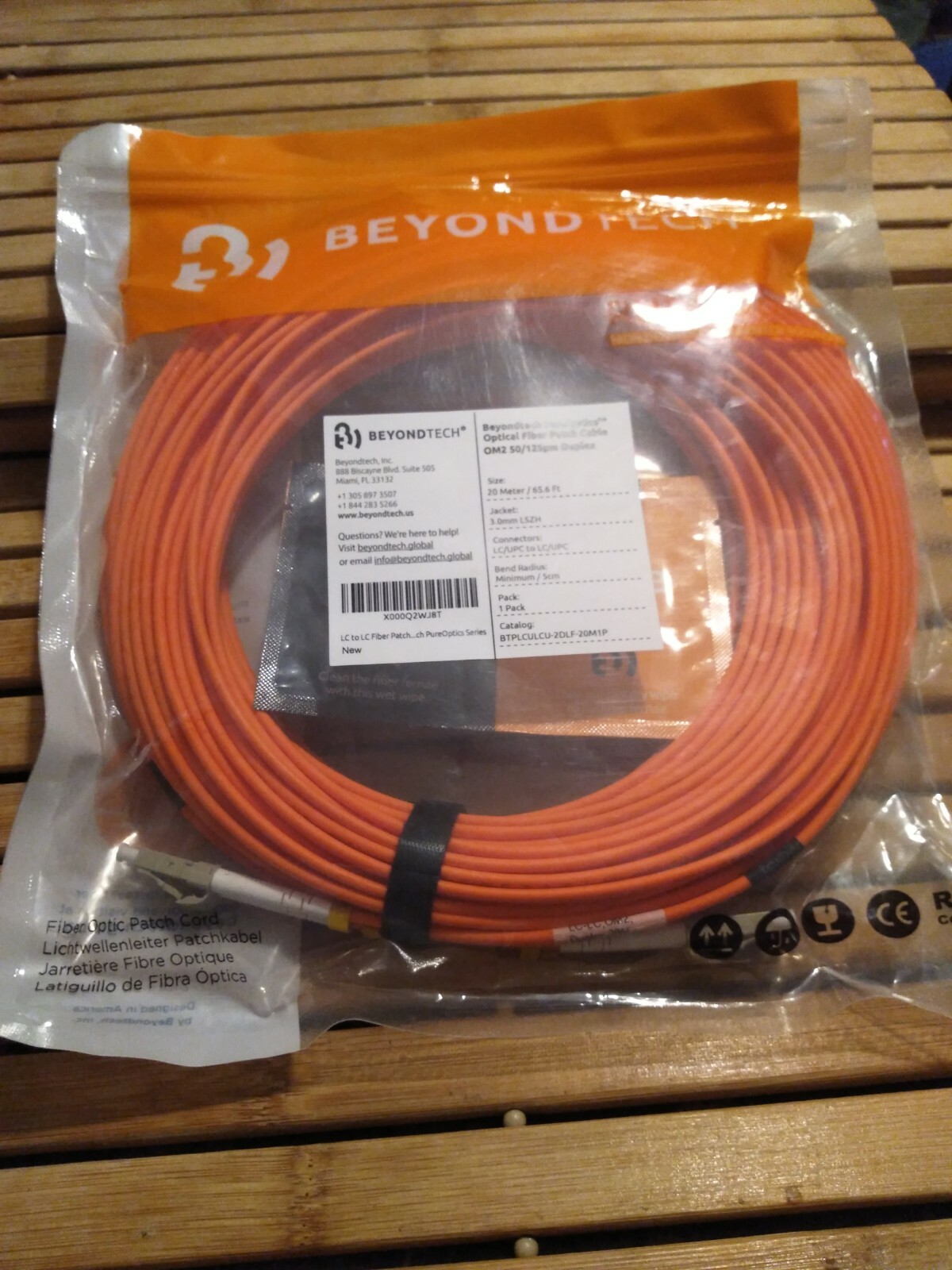 LC/UPC to LC/UPC Fiber Patch Cable OM2 Multimode Duplex  3m 20ft   Beyondtech