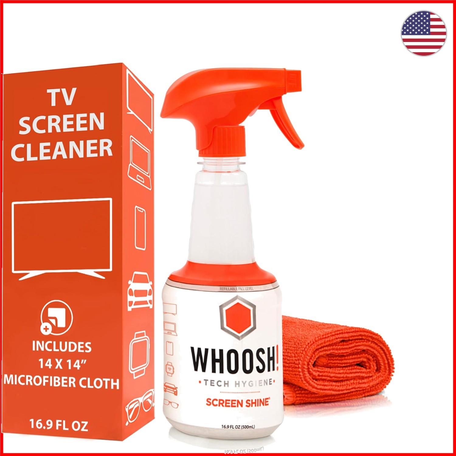 Screen Shine Pro: Refillable 16.9 fl oz TV & Electronics Cleaner with Cloth