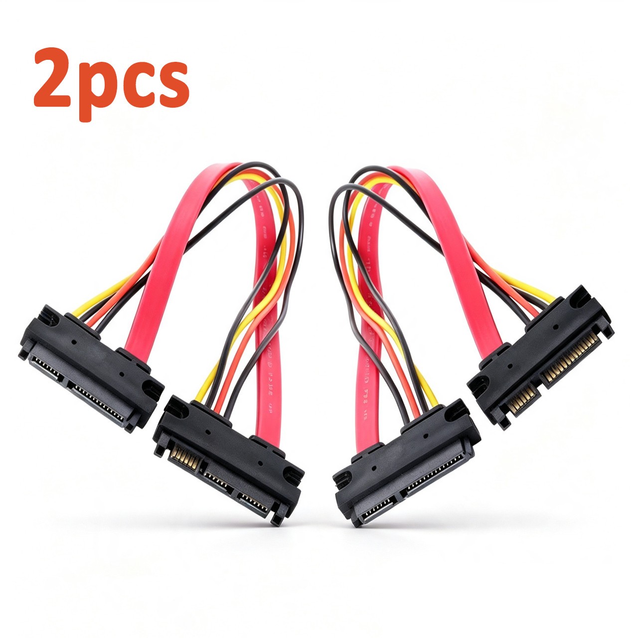 2PCS 22Pin(7+15Pin) SATA Extension Cable Male to Female for Hard Drive SSD Combo