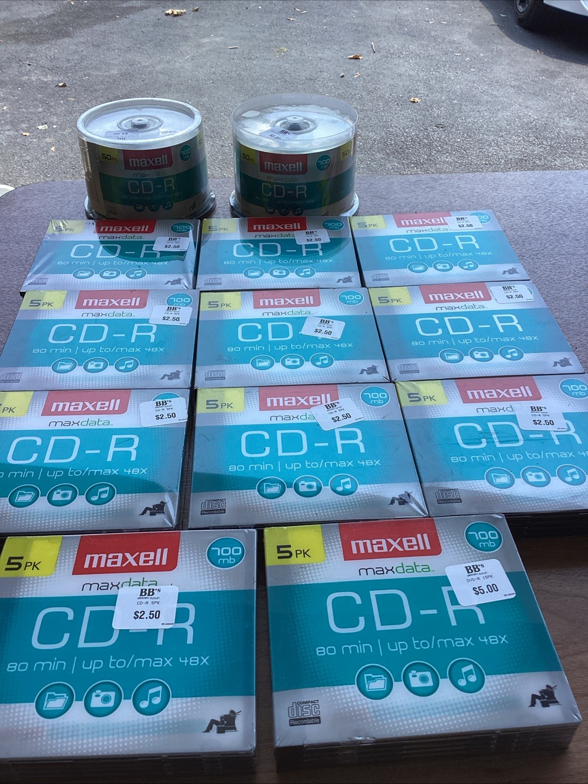 Maxell CD-R 700MB 80 Min Blank CDs 5- 50 Pack Sealed Lot of 155 CDs  Total Lot