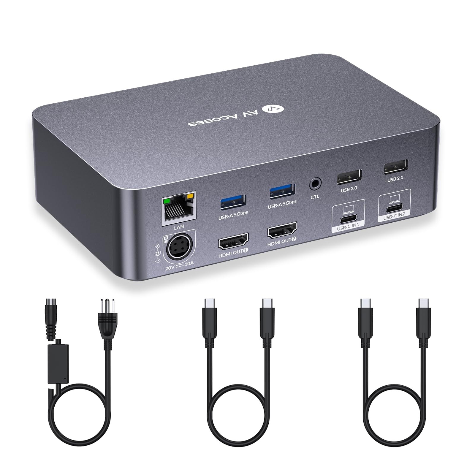 AV Access KVM Switch Dock 2 Monitors 2 Laptops, 4K KVM
