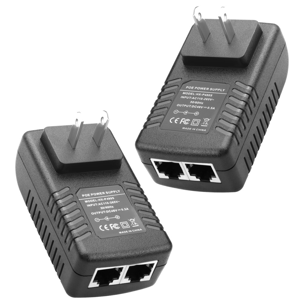 TIENFOKOTA 2PCS 48V 0.5A POE Injector,Wall Mount​Ethernet Adapter​Power Adapter​
