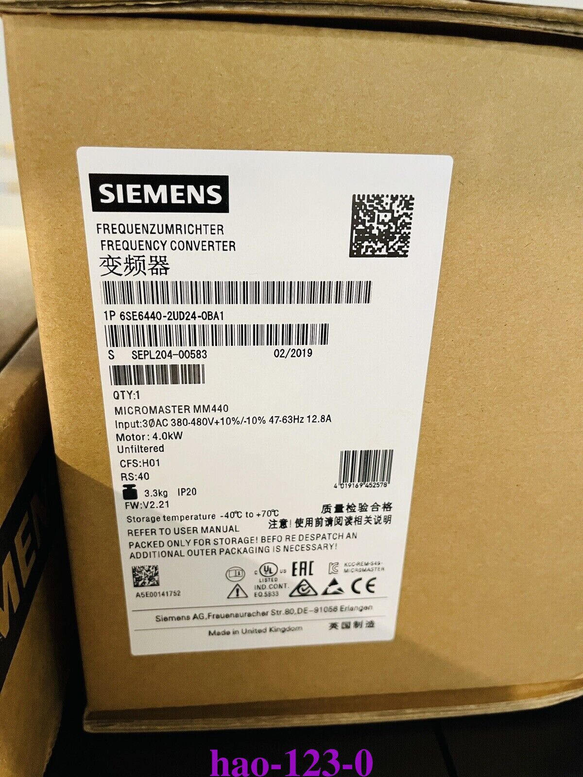 New In Box Siemens 6SE6440-2UD24-0BA1  Inverter In Stock Fast Shipping