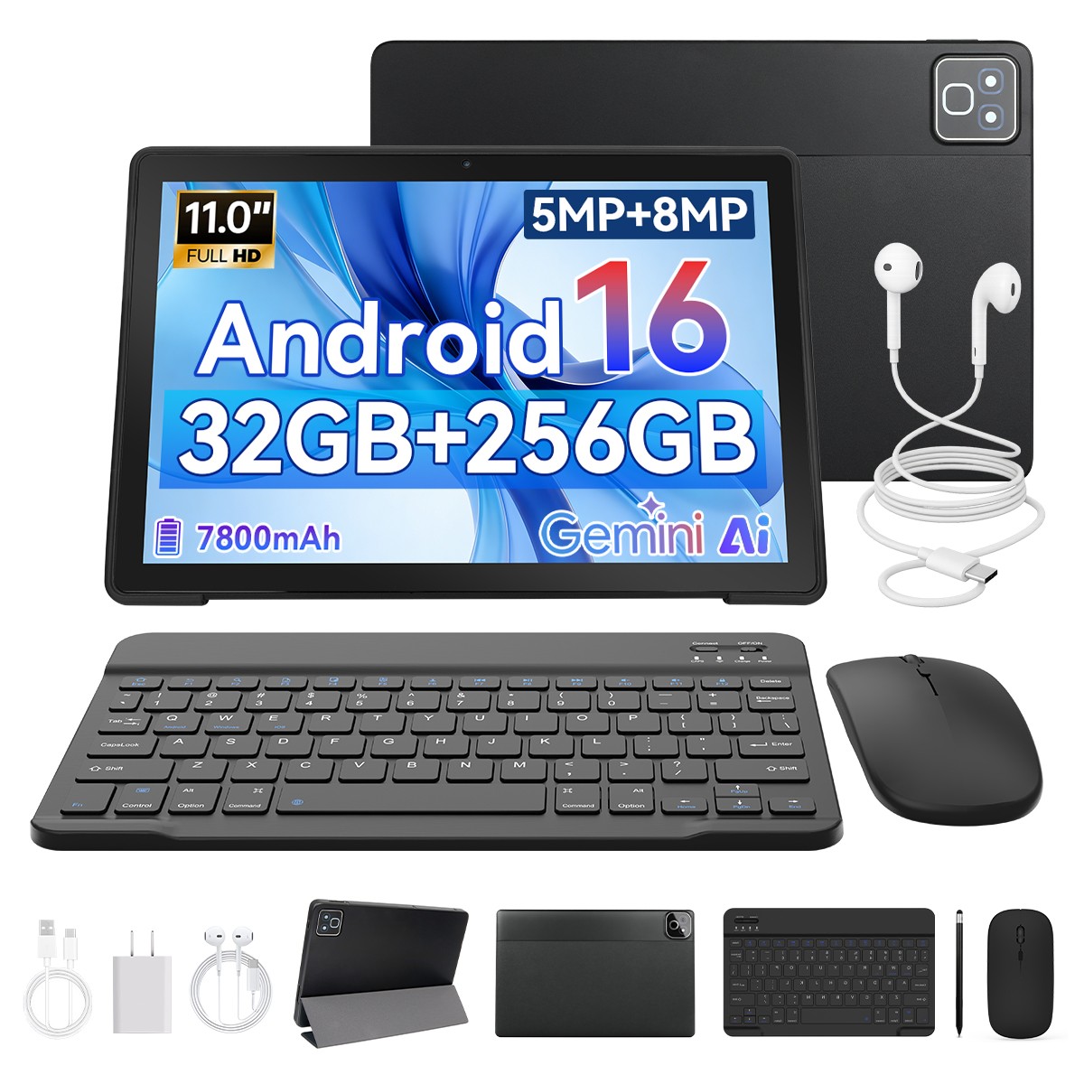 2026 Android 16 Tablet 11 Inch 32GB RAM 256GB ROM Widevine L1 WiFi 5/8MP Camera