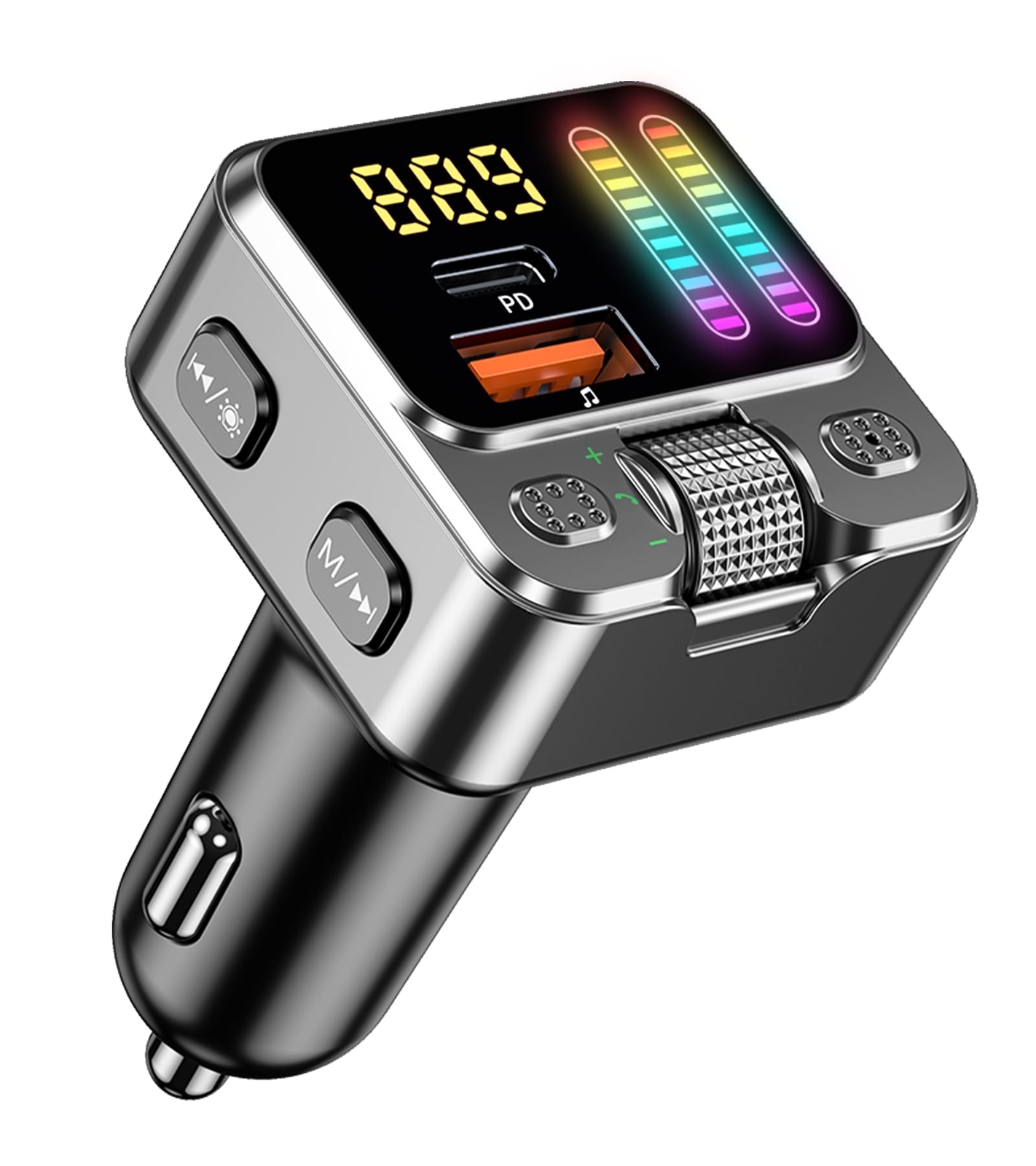 Transmisor FM Para Coche Bluetooth 5.3 Cargador Reproductor De Musica y Llamadas