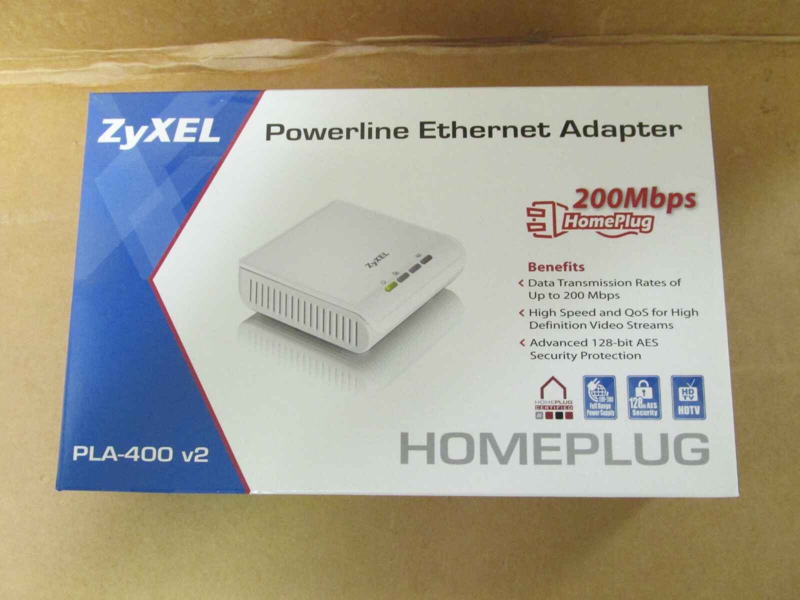 ZyXEL PLA-400 V2 HOMEPLUG POWERLINE ETHERNET ADAPTER NEW