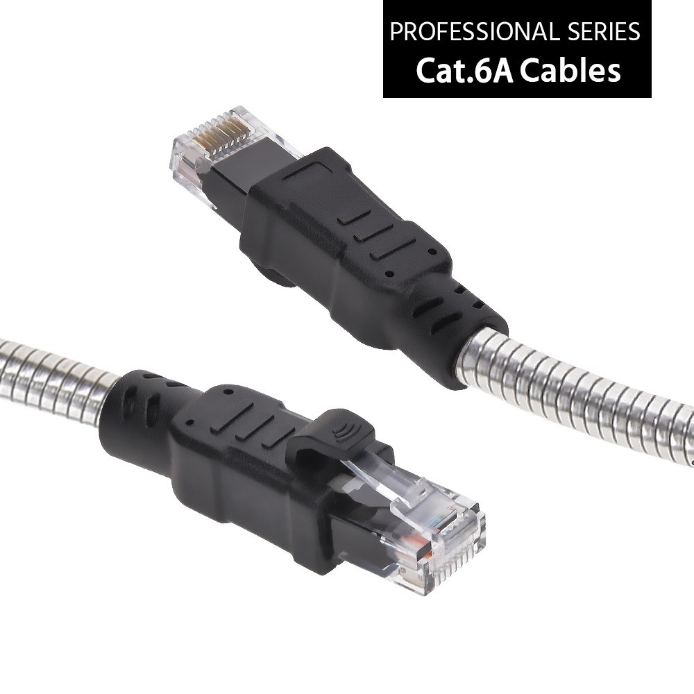 5 Pack of 75Ft CAT6A Patch Cable Armored Anti-Rodent 24AWG