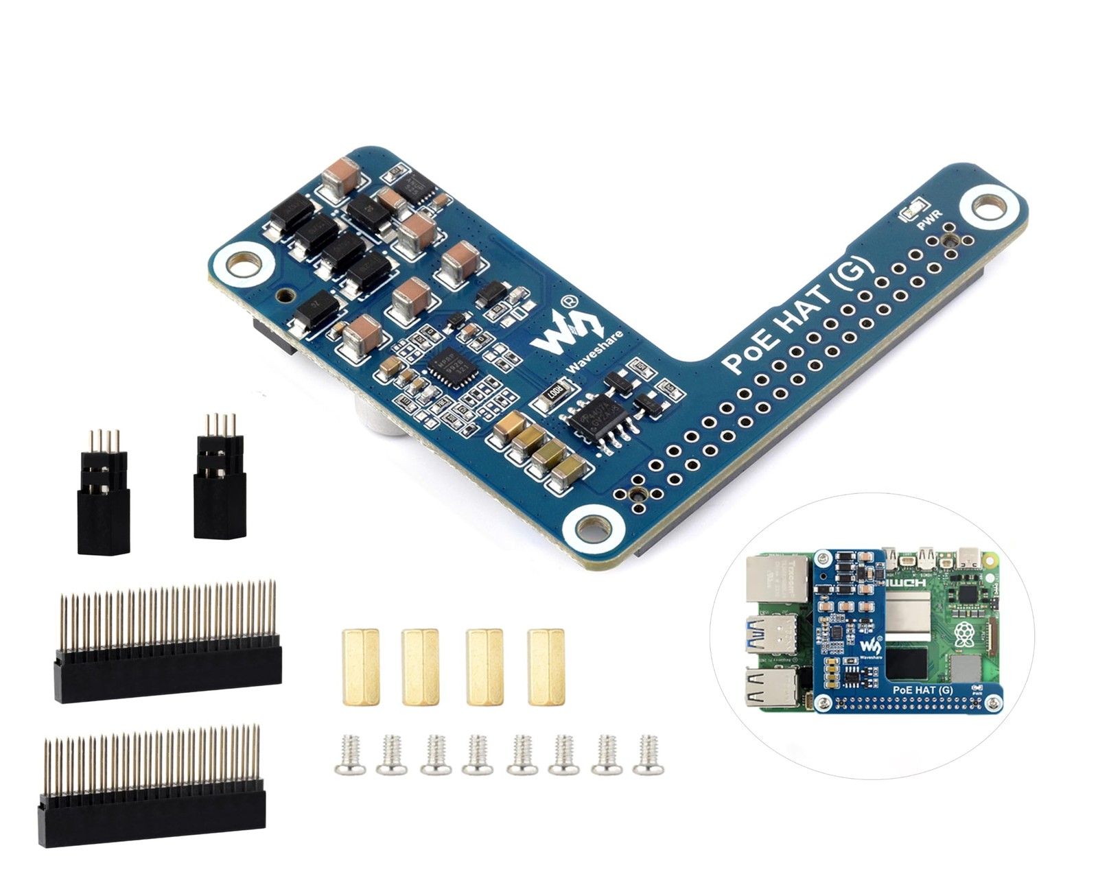 PoE HAT Raspberry Pi 5 CM5 Power Over Ethernet 5V 5A 25W IEEE 802.3af/at Module