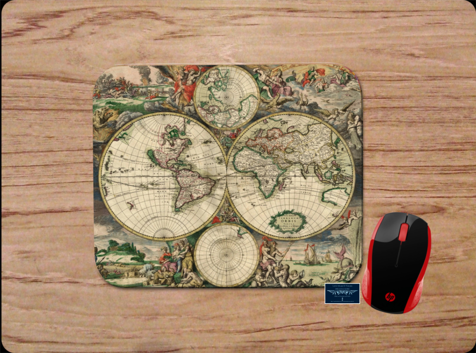 OLD WORLD MAP ART CUSTOM MOUSE PAD DESK MAT HOME SCHOOL OFFICE GIFT PC HISTORY